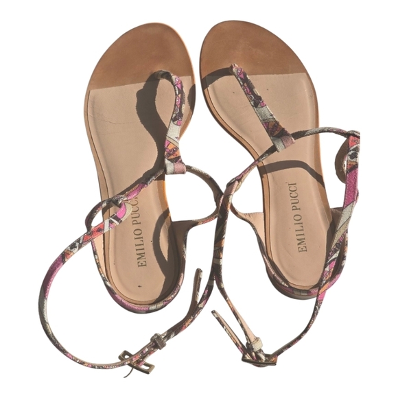 Emilio Pucci Leather Sandals Sz 36 (6) Women Colorful Italy Luxury Rare - Picture 2 of 12